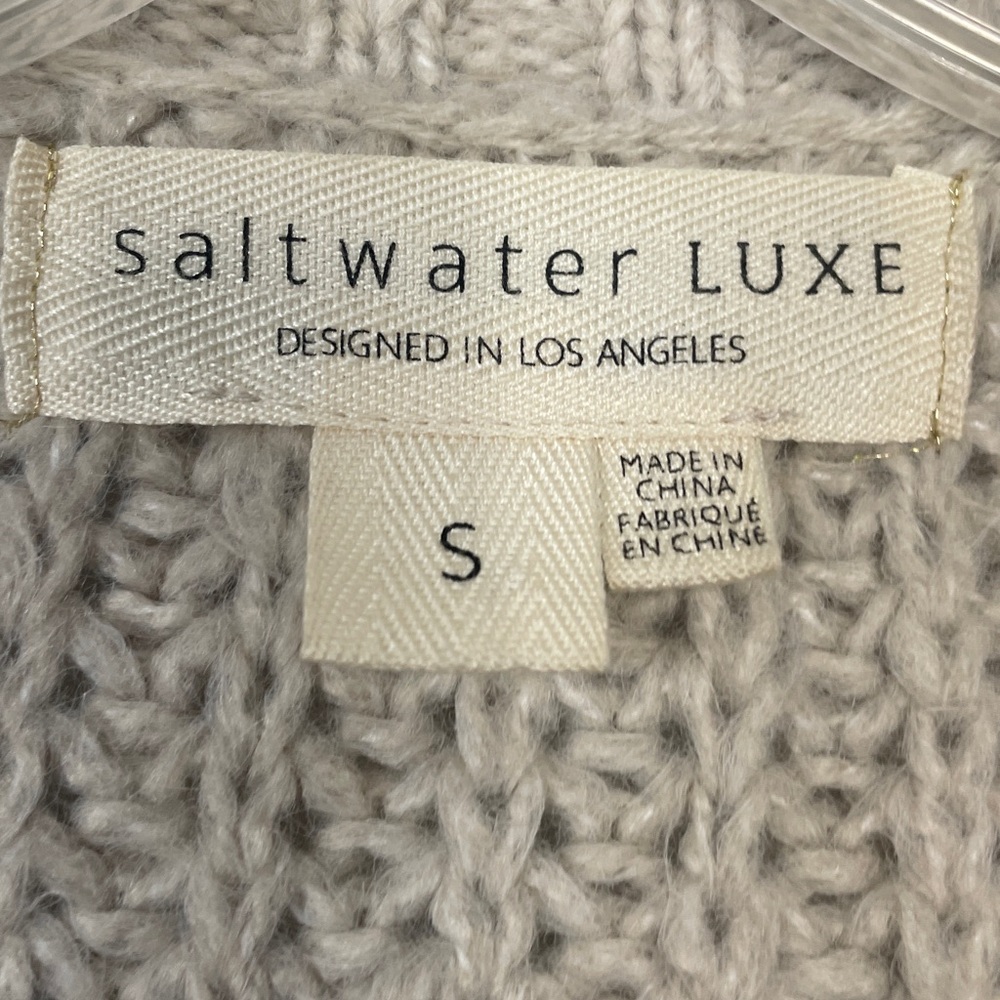 Saltwater Luxe Oatmeal Cardigan Sweater Size Small - Picture 5 of 14